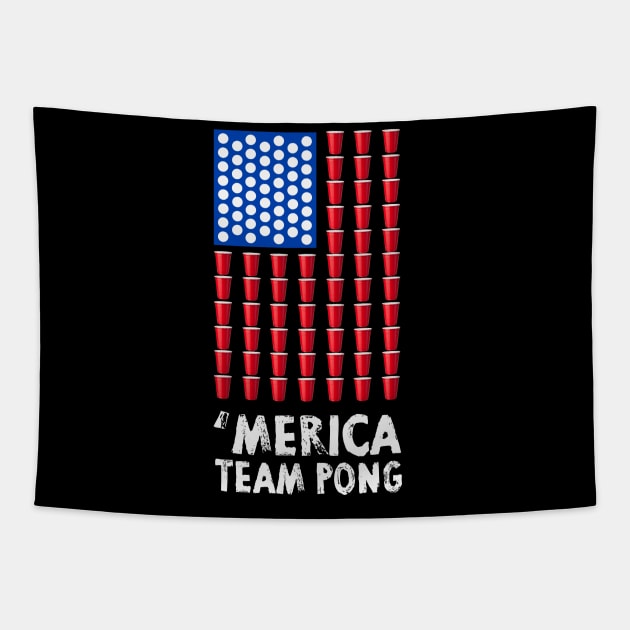 Beer Pong  American Flag T shirt 4th of July Tapestry by Pannolinno