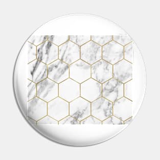 White marble with gold geometric beehive Pin