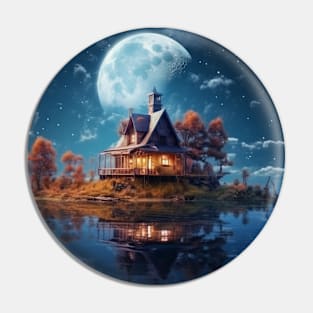 Cottage House On Lake Serene Landscape Pin