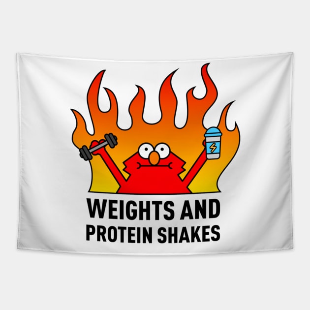 Weights and Protein Shakes Tapestry by discpeplum