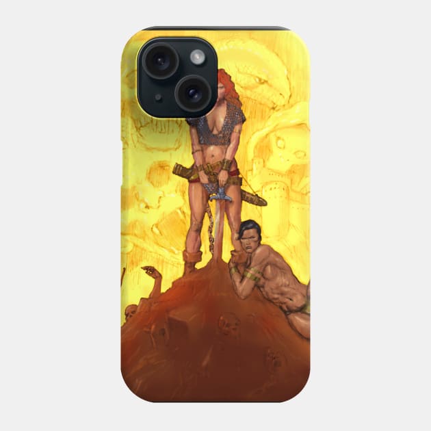 Red Sonja on a spoof of Frazetta's classic Conan Phone Case by thecountingtree