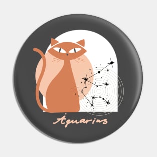 Aquarius Zodiac Cat Modern Astrology Horoscope Kitty Pin