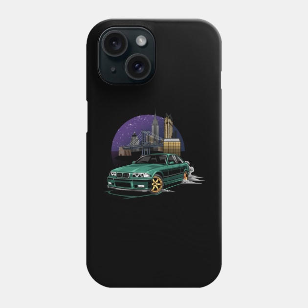 M3 E36 Illustration New York City Night Skyline Phone Case by yourcar.art