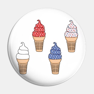 Patriotic Ice Cream Cones, USA Pin