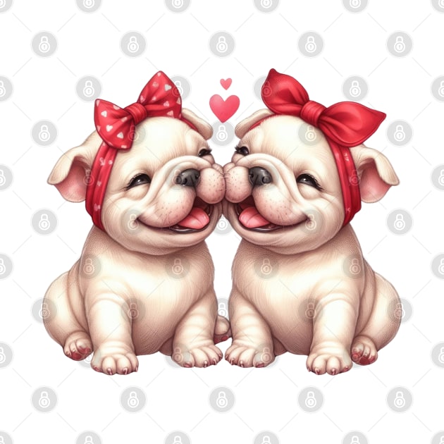 Valentine Bulldog Couple by Chromatic Fusion Studio