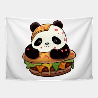 Kawaii Panda Burger Tapestry