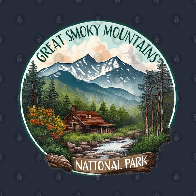 Great Smoky Mountains National Park Vintage Design by Pine Hill Goods