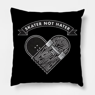 Skater not Hater, Cool Grunge Skateboard Rebel Pillow