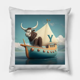 Letter Y for Yachting Yak from AdventuresOfSela Pillow