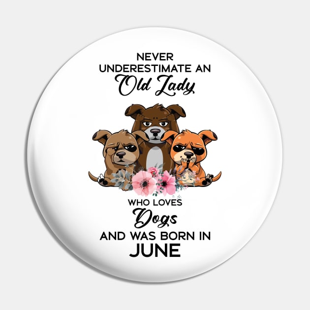 Never Underestimate An Old Woman Who Loves Dogs And Was Born In June Pin by Happy Solstice