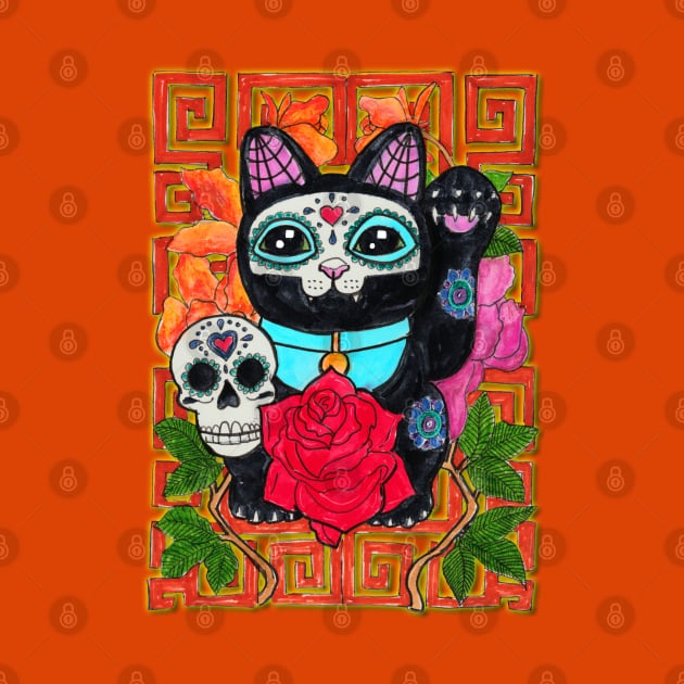 Day of the Dead lucky cat by JenStedman73