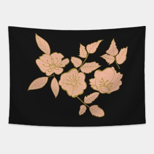 California Wild Rose Mustard and Pink Design Tapestry