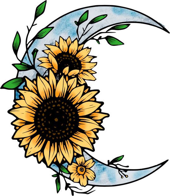 Sunflower and moon Kids T-Shirt by LaainStudios