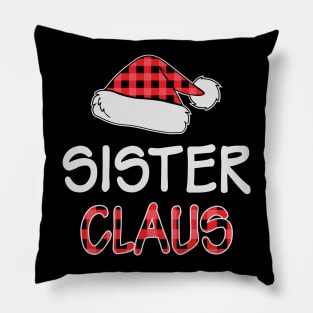 Red Plaid Santa Hat Sister Claus Matching Family Christmas Gift Pillow