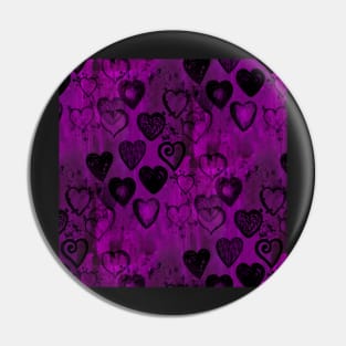 Purple Grunge Hearts Pin