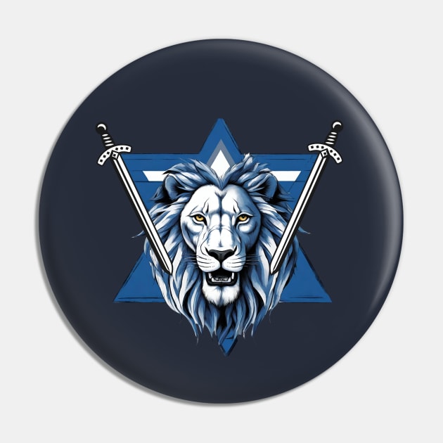 Star of David lion with iron swords Pin by O.M design