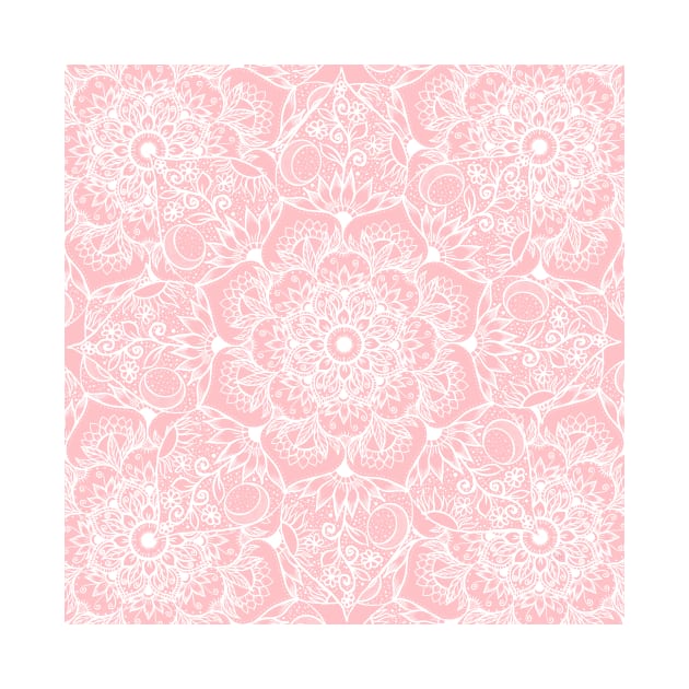 Elegant White Floral Mandala Pink Design by NdesignTrend