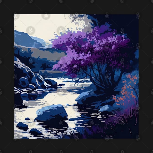 Duotone Purple and Blue River Scenery by The Art Mage