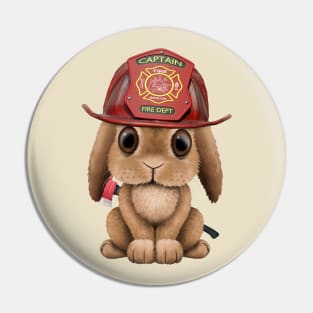 Cute Baby Bunny Firefighter Pin