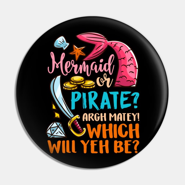 Pink or Blue - Mermaid or Pirate - Gender Reveal Party Pin by biNutz