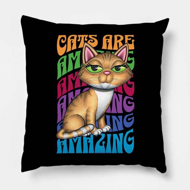 Cute Orange Tabby Cats art Amazing Pillow by Danny Gordon Art