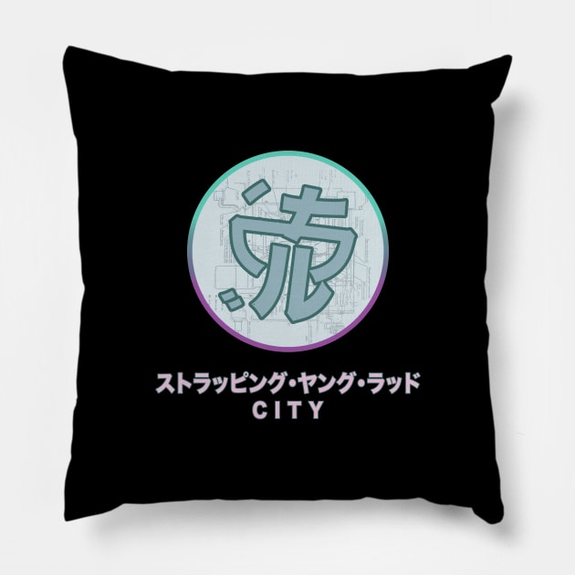 Strapping Young Lad - City - Vaporwave Pillow by dvstinjames