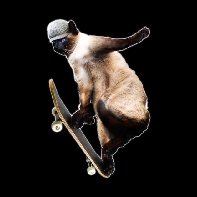 Siamese Cat Kitty Skateboard Skating Skateboarding Funny by Random Galaxy