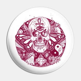 Burgundy Skull Circle of Humanity Pin