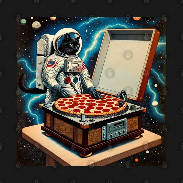 Dj Pizza Black Cat in Space by VisionDesigner