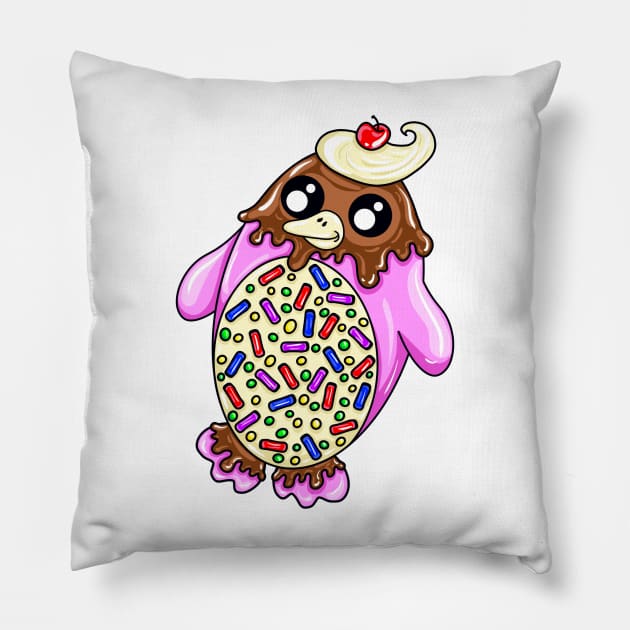 Strawberry Ice Cream Penguin Pillow by missmann