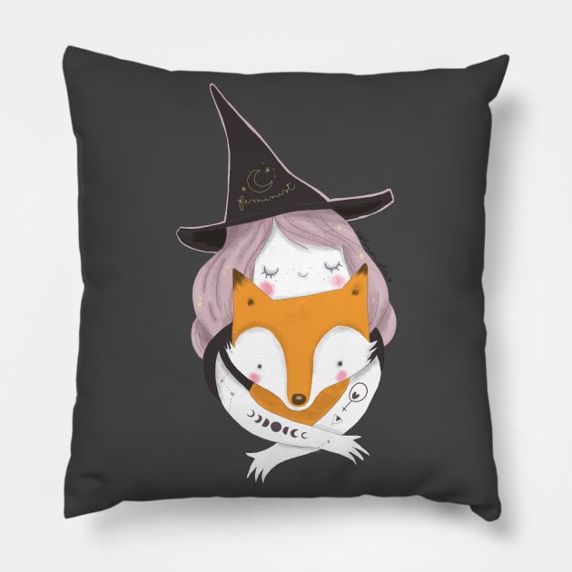 feminist witch Pillow by violinoviola