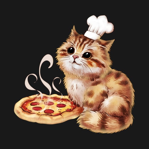 Cat with pizza by maryglu