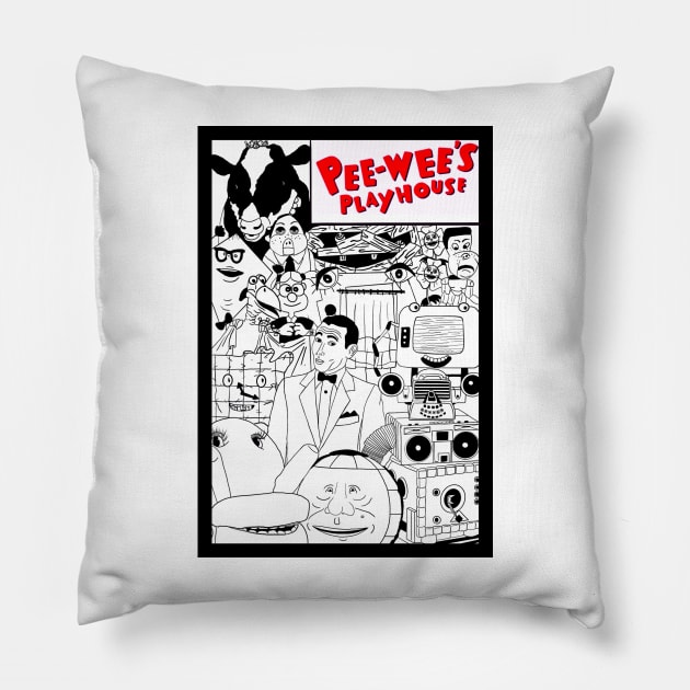 "Pee-Wee's Playhouse" Ensemble Pillow by motelgemini