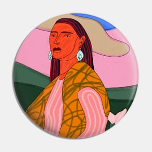 Woman Portrait Fashion Retro Boho Pin