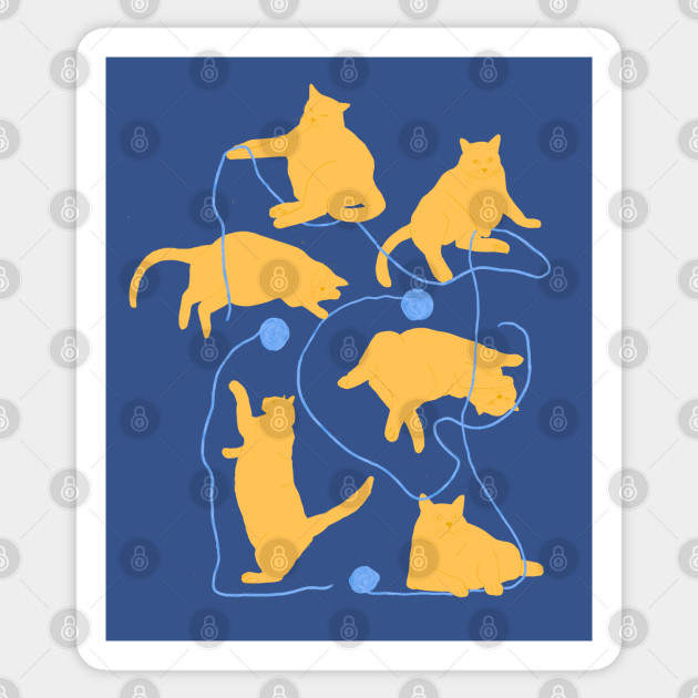 Fat Orange Cats And Yarn Fat Orange Cat Sticker Teepublic