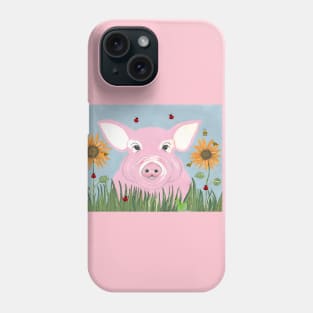 PIG Farmer Cute Pink Pig Acrylic Painting Phone Case