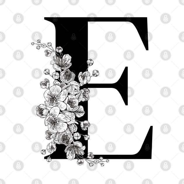 E alphabet Botanical cherry blossom sakura flowers by JunThara