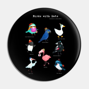 Birds with Hats - Version 2 - Text in White Pin