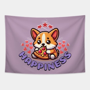 Corgi Eating Pizza Tapestry