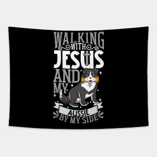 Jesus and dog - Australian Shepherd Tapestry