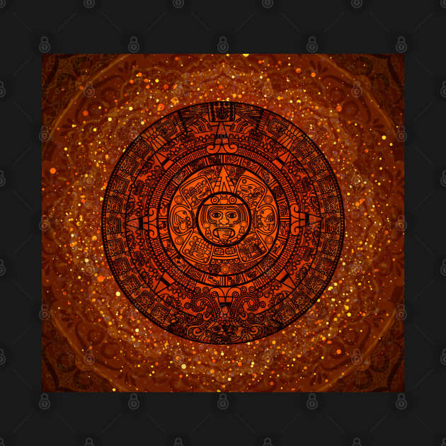 Glowing Aztec Calendar by MCAshe spiritual art 