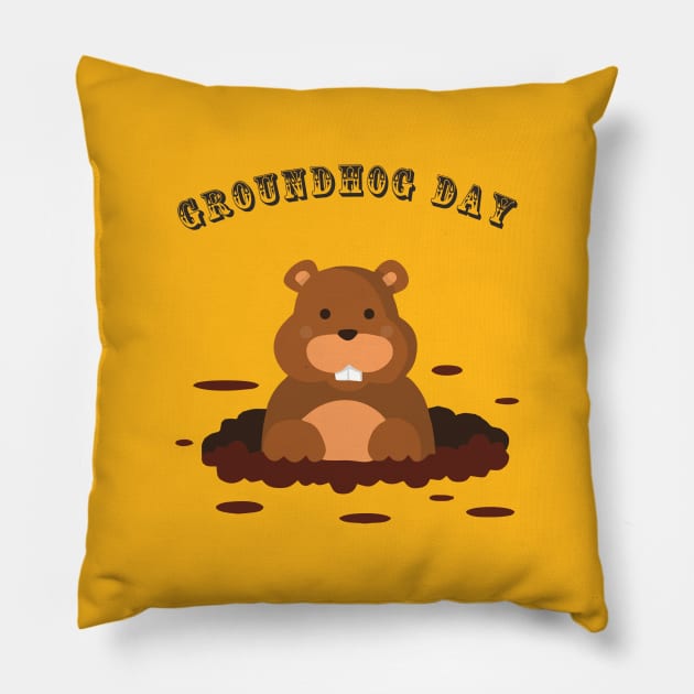 Groundhog Day Pillow by Noessragh