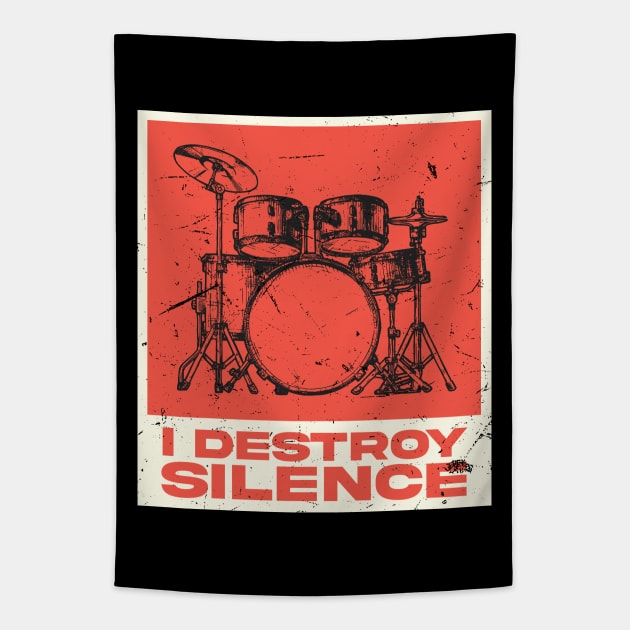 I Destroy Silence - Drummer Tapestry by Issho Ni