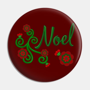 Noel Floral Christmas Art Pin