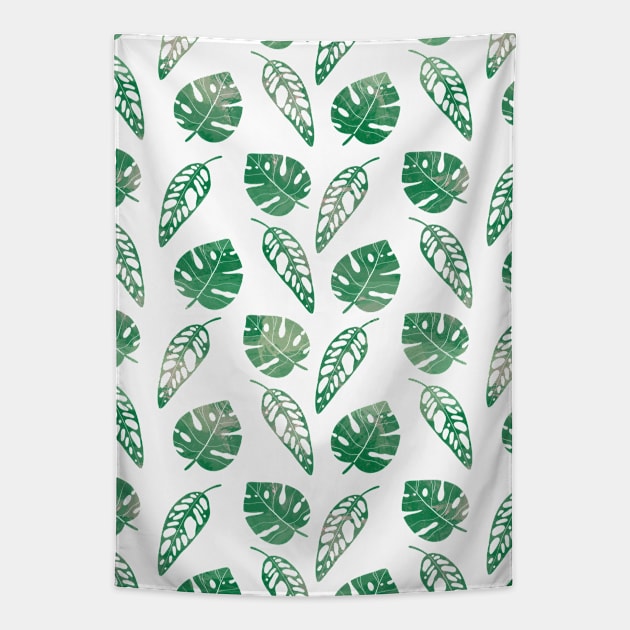 Monstera Leaf Tropical leaves Botanical Plants Pattern Tapestry by Trippycollage