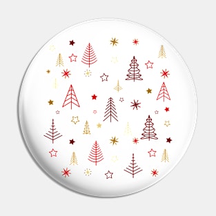 Pine Trees Snowflakes and Stars Pin