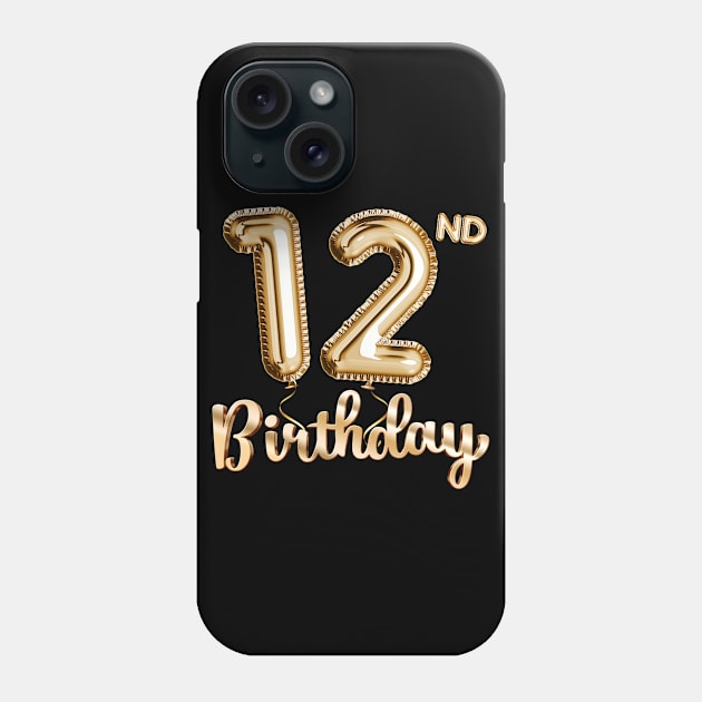 12th Birthday Gifts - Party Balloons Gold Phone Case by BetterManufaktur