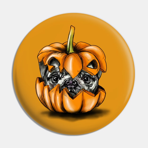 Halloween Pumpkin Pug Pin by fakeface