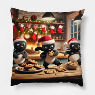 Christmas Ninja Cookie Snatcher Penguins Pillow