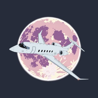 Bombardier Challenger 350 Jet Full Moon T-Shirt